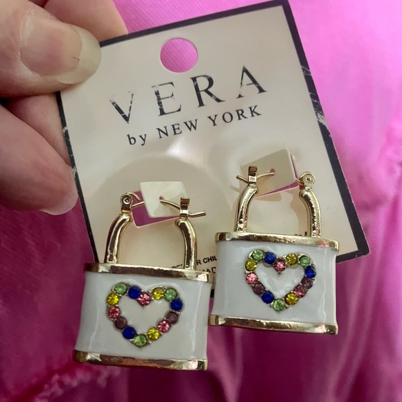Vera by New York Jewelry - Rainbow Gem White Lock Earrings